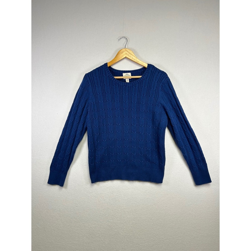 St Johns Bay Blue Cable Knit Crewneck Chunky Sweater Women's Size‎ XL